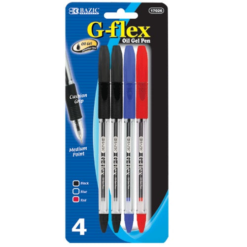 g- flex pens 4pk md asst clrs -- 24 per box