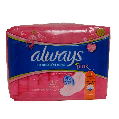 always maxi pads 10ct w- wings protection -- 8 per case