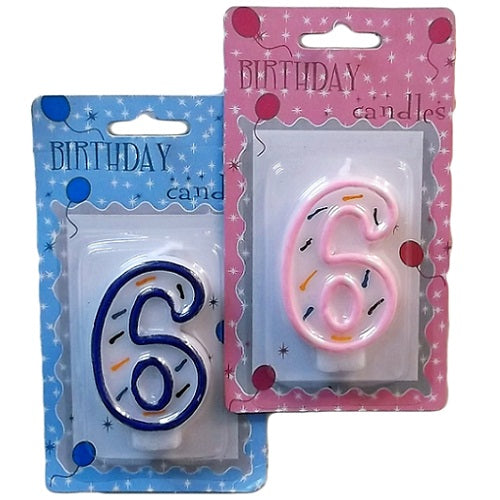 numeric birthday candle 6 asst clrs -- 24 per case