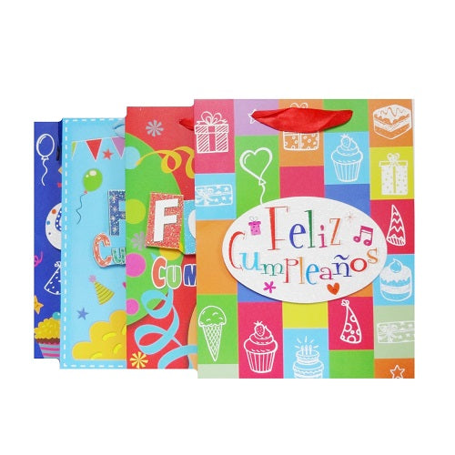 gift bags feliz cumplea os smll asst -- 12 per box