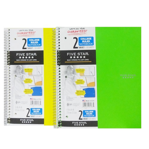 five star notebook 2 subj 120ct cr -- 12 per case