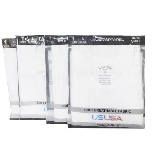 ususa mens a- shirt white asst size -- 12 per box