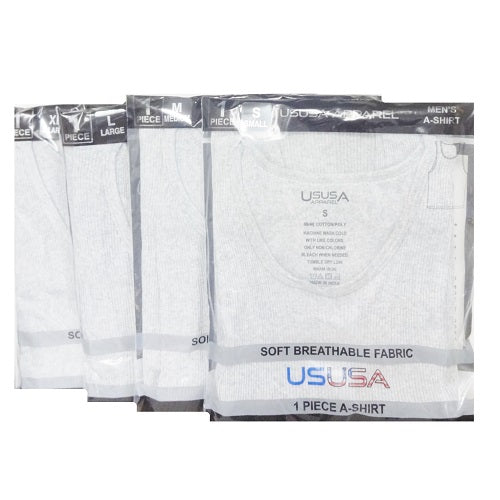 ususa mens a- shirt grey asst size -- 12 per box