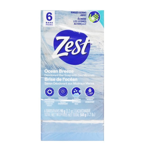 zest bath soap 6pk ocean breeze -- 8 per case