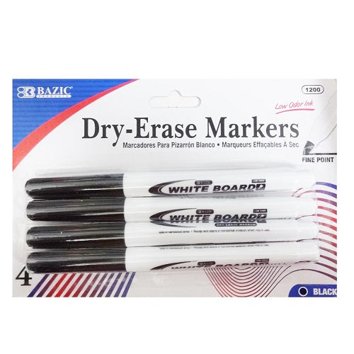 dry- erase markers 4pk fine point black -- 24 per box