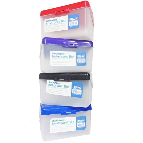 index card box 3 x 5in asst clrs lids -- 36 per case