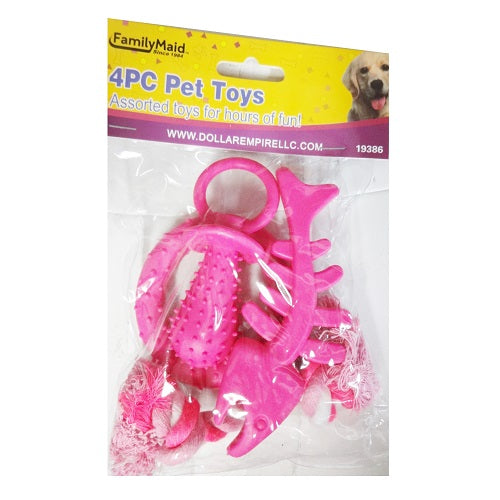 pet toy 4pc 4in pink -- 24 per box