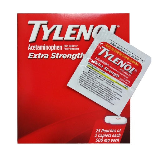 tylenol 500mg 25ct of 2 caplets xtra str -- 2 per box