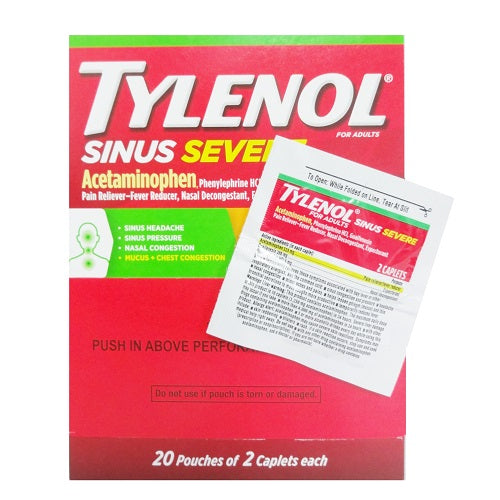 tylenol sinus severe 20ct of 2 caplets -- 2 per box