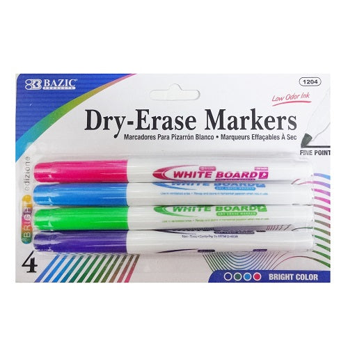 dry- markers 4pk fine asst clrs -- 24 per box