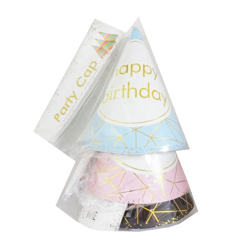 happy birthday hats asst clrs -- 12 per box