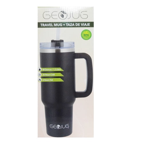 geo jug insulated travel mug 40oz black -- 12 per case