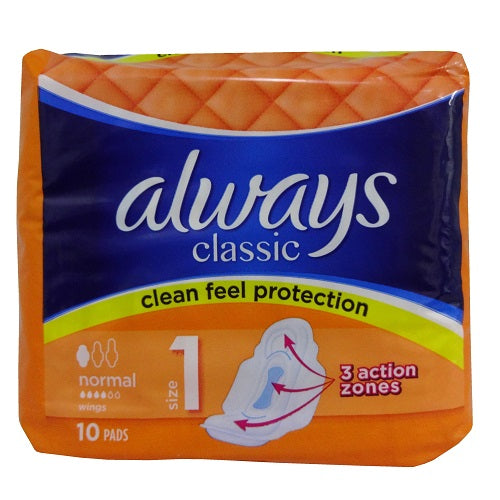 always classic maxi pads 10ct normal -- 16 per case