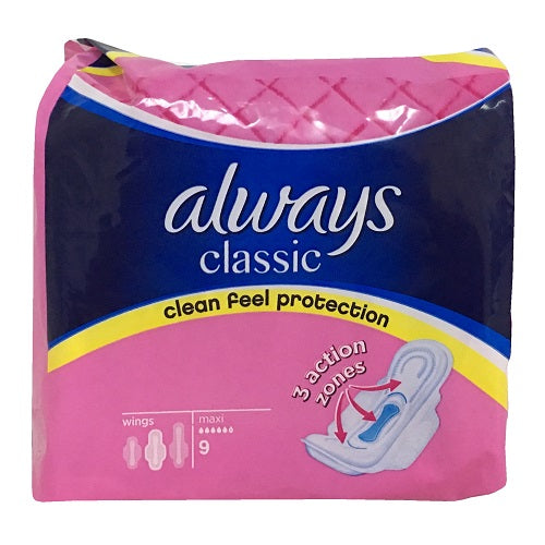 always classic maxi pads 9ct -- 16 per case