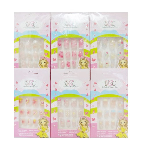 toy nails pre- glued 12ct asst clrs -- 12 per box