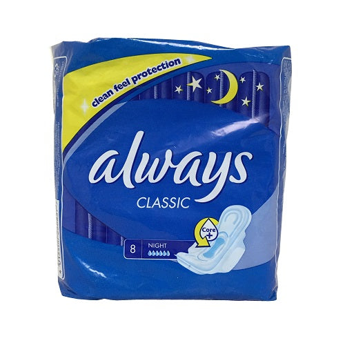 always classic maxi pads 8ct night -- 16 per case