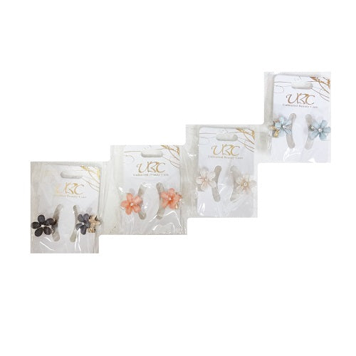 hair clips 2pk w- flower asst clrs -- 12 per box