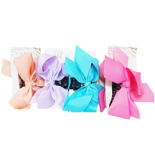 hair clip w- bow asst clrs -- 12 per box