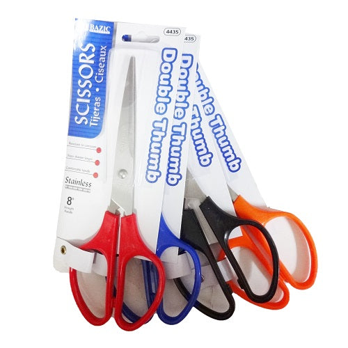 scissors 8in stainless steel asst clrs -- 24 per box