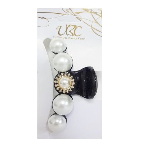 hair clip black w- pearls -- 12 per box