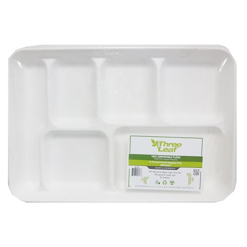 three leaf tray 6- compart 50ct 12 x 8 -- 8 per case