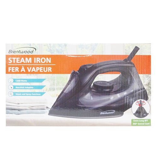 brentwood steam iron blck 1200wtts -- 10 per case