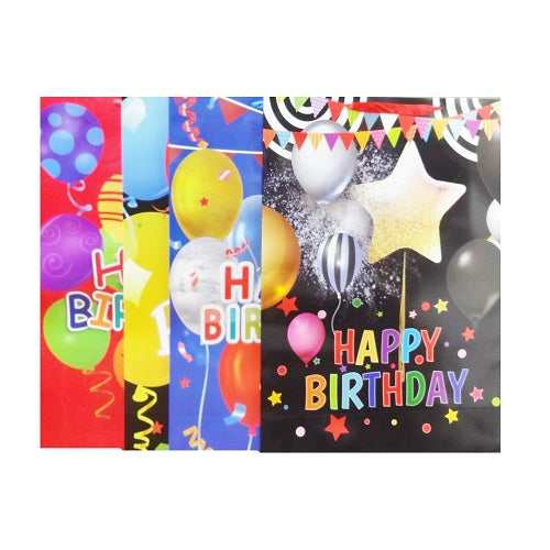 gift bags happy birthday jumbo asst -- 12 per box