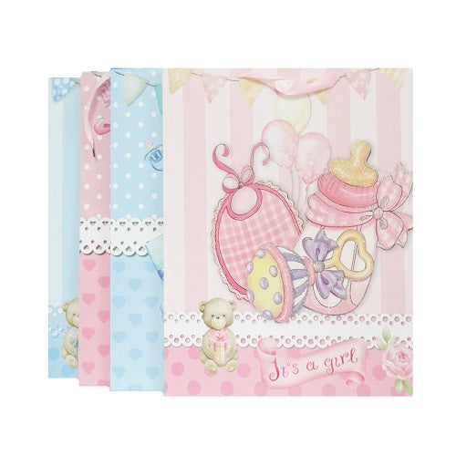 gift bags 3d baby shower lg asst -- 12 per box