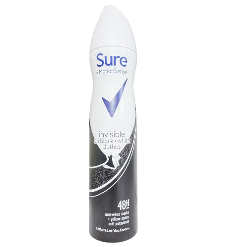 sure anti- persp 250ml invisible blk- wht -- 6 per case