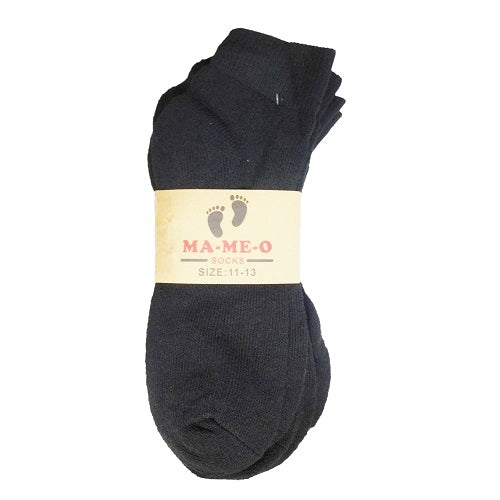 men socks low top 4pk 11-13 black -- 3 per box