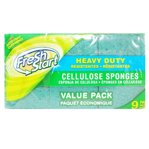 fresh start sponges hd 9pk yellow grn -- 10 per case