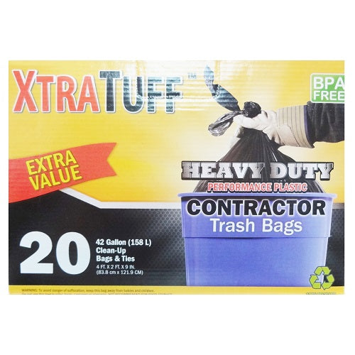 x.t trash bags 20ct 42 gl balsk -- 6 per case