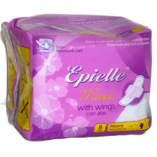 epielle maxi pads 8ct hvy w-w -- 24 per case