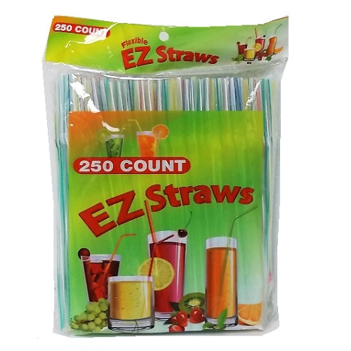 ez straws 250ct flexible asst clrs -- 48 per case