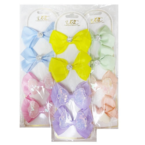 hair metal snaps w- bow 4pc asst clrs -- 12 per box