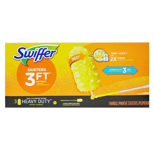 swiffer dusters 3pk 1 handle 3ft long -- 6 per case