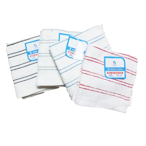 wash cloths 2pk 12x12in stripes asst -- 12 per box