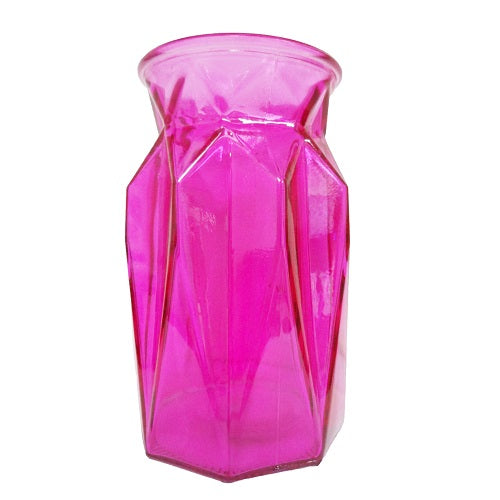 vase glass diamond 7in pink -- 12 per case