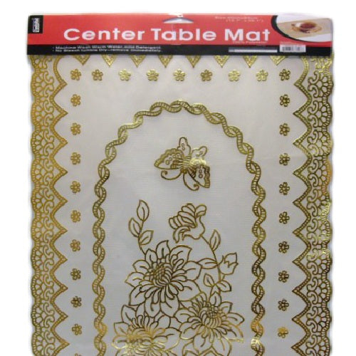 center table mat 16 x 33 rect gold lace -- 12 per box