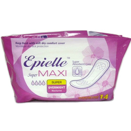 epielle maxi pads 14ct overnight super -- 12 per case