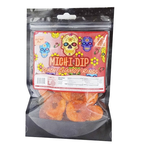 michi dip peach chamoy rings 8oz -- 24 per case