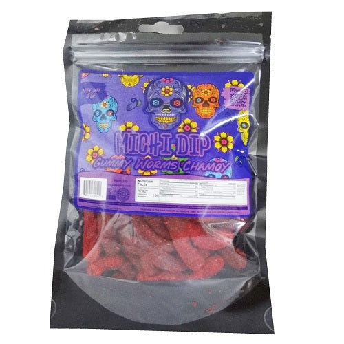 michi dip gummy worms chamoy 8oz -- 24 per case