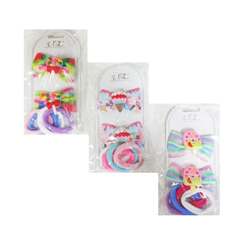 hair ties 5pc w- hair clips asst -- 12 per box