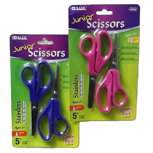 school scissors 2pk asst clrs -- 24 per box