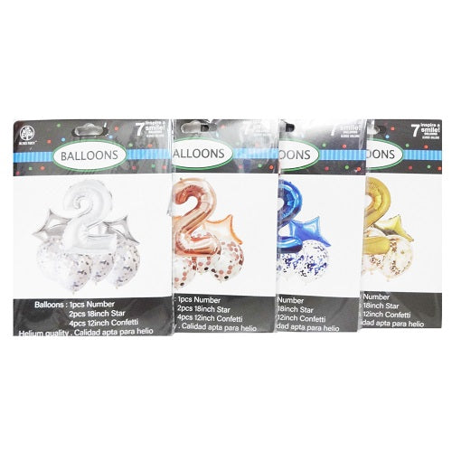 balloons foil set 7ct 2 asst clrs -- 12 per box