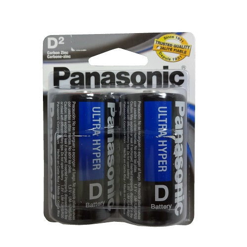 panasonic batteries d 2pk blue -- 24 per box