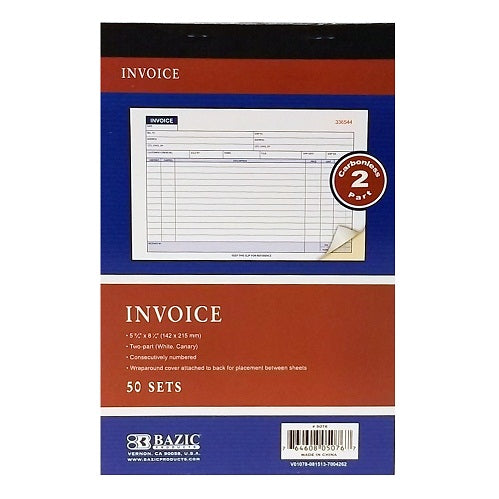 invoice 50 sets 2 part carbonless -- 24 per box