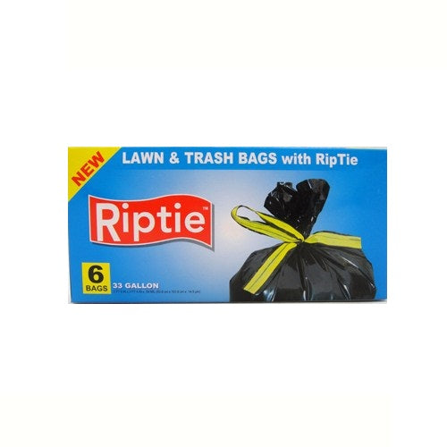 riptie trash bags 6ct 33 gallons -- 24 per case