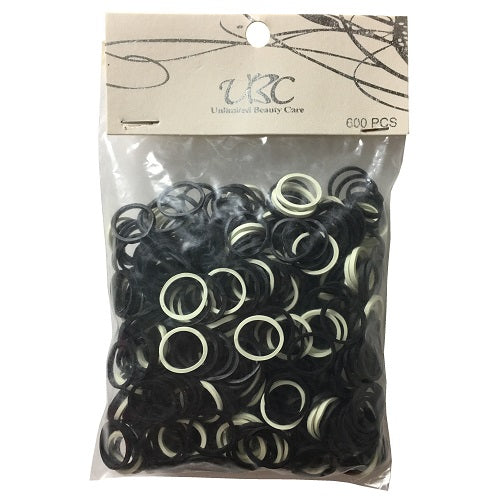 hair rubber bands 600pc black white -- 12 per box