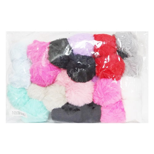 hair elastic bands w- pom pom asst clrs -- 12 per box